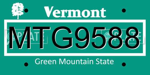 MTG9588 Vermont License Plate