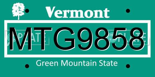 MTG9858 Vermont License Plate
