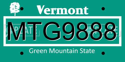 MTG9888 Vermont License Plate