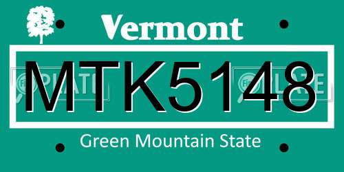 MTK5148 Vermont License Plate