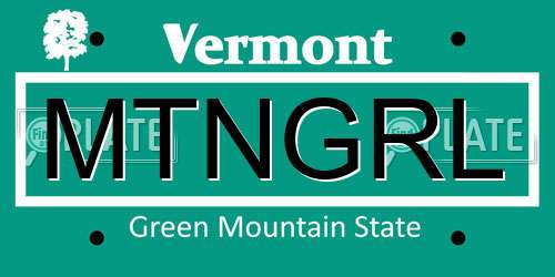 MTNGRL Vermont License Plate