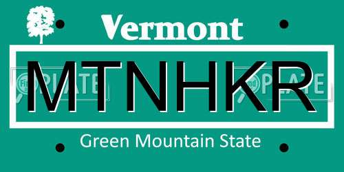 MTNHKR Vermont License Plate