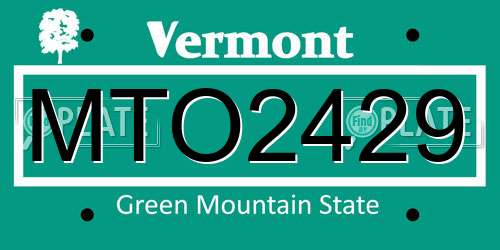 MTO2429 Vermont License Plate