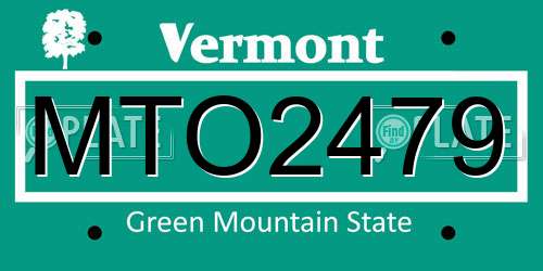 MTO2479 Vermont License Plate