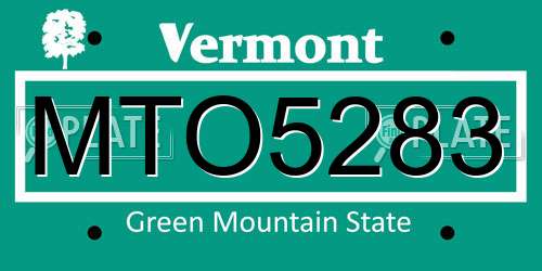 MTO5283 Vermont License Plate