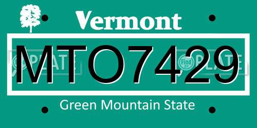 MTO7429 Vermont License Plate