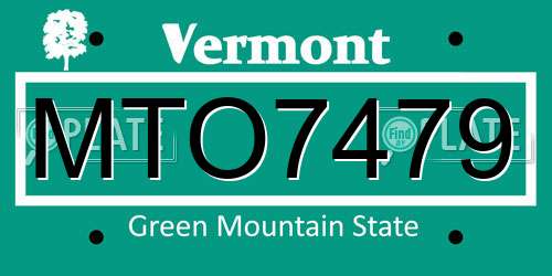 MTO7479 Vermont License Plate