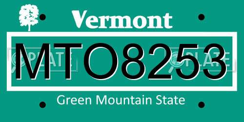MTO8253 Vermont License Plate