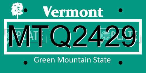 MTQ2429 Vermont License Plate