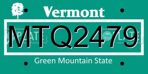 MTQ2479 Vermont License Plate