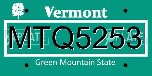 MTQ5253 Vermont License Plate
