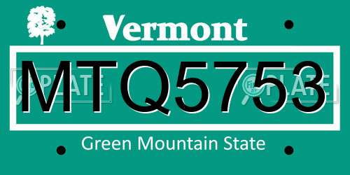 MTQ5753 Vermont License Plate