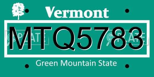 MTQ5783 Vermont License Plate