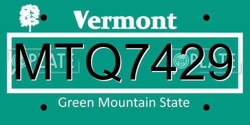 MTQ7429 Vermont License Plate