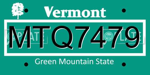 MTQ7479 Vermont License Plate