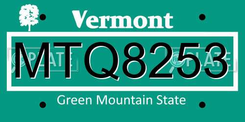MTQ8253 Vermont License Plate
