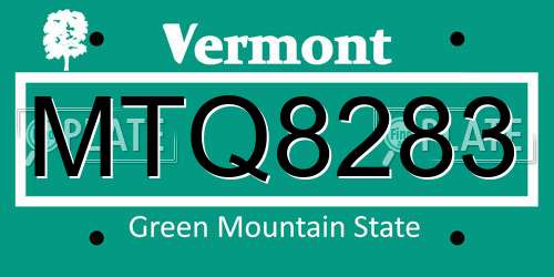 MTQ8283 Vermont License Plate