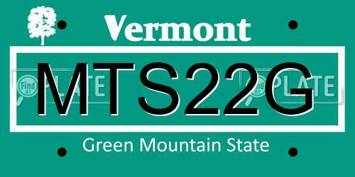 MTS22G Vermont License Plate