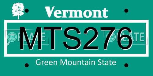 MTS276 Vermont License Plate