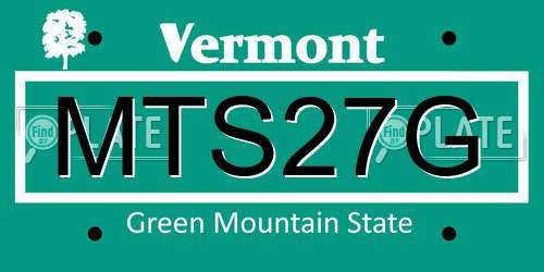 MTS27G Vermont License Plate