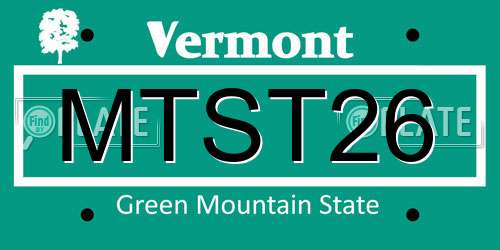 MTST26 Vermont License Plate