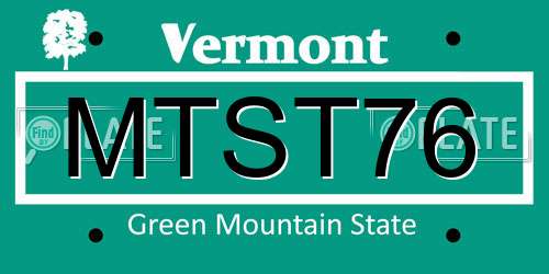 MTST76 Vermont License Plate