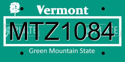 MTZ1084 Vermont License Plate