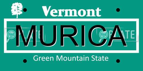 MURICA Vermont License Plate