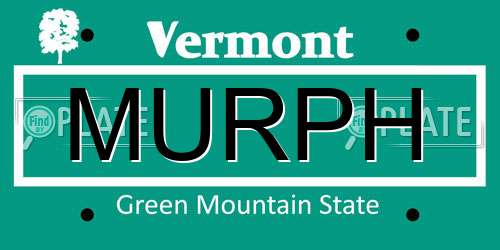 MURPH Vermont License Plate