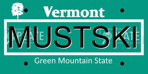 MUSTSKI Vermont License Plate