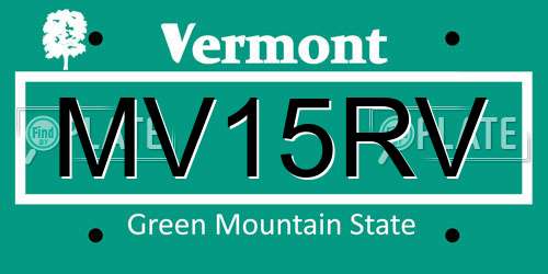 MV15RV Vermont License Plate