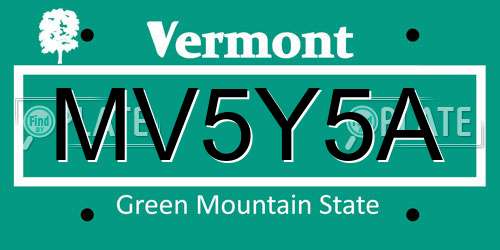 MV5Y5A Vermont License Plate