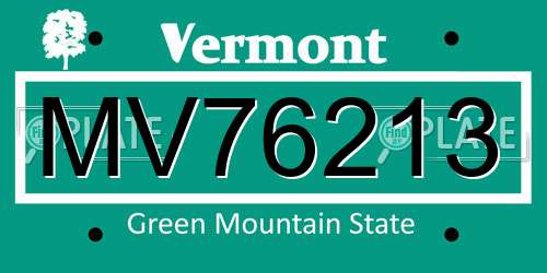 MV76213 Vermont License Plate