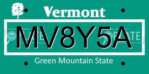 MV8Y5A Vermont License Plate