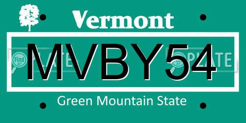 MVBY54 Vermont License Plate
