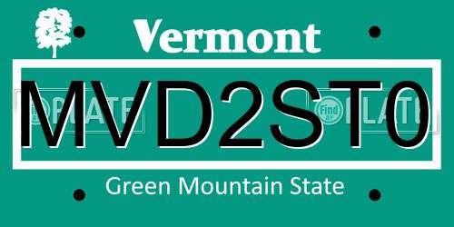 MVD2ST0 Vermont License Plate