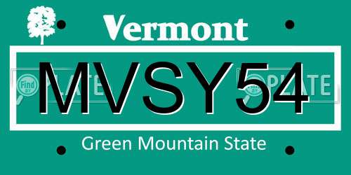 MVSY54 Vermont License Plate