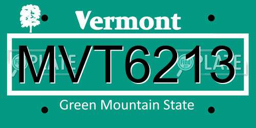MVT6213 Vermont License Plate