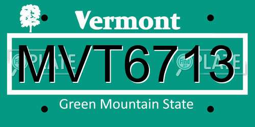 MVT6713 Vermont License Plate