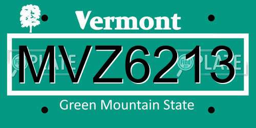 MVZ6213 Vermont License Plate