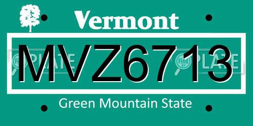 MVZ6713 Vermont License Plate
