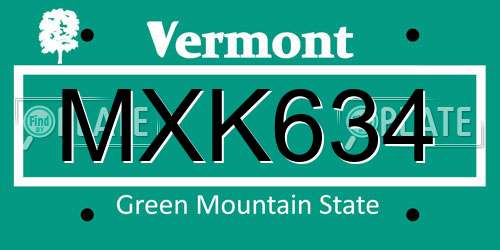 MXK634 Vermont License Plate