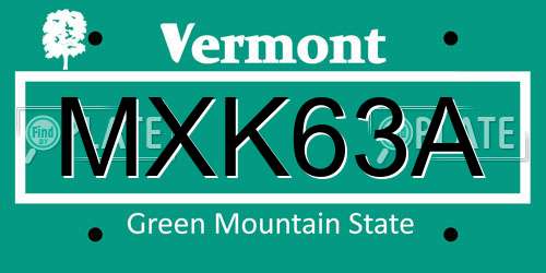 MXK63A Vermont License Plate