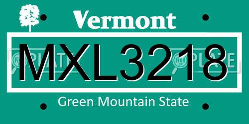 MXL3218 Vermont License Plate