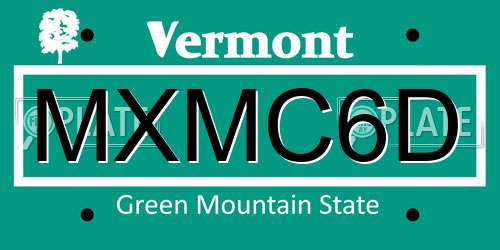 MXMC6D Vermont License Plate