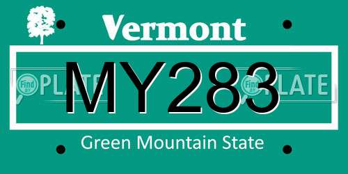 MY283 Vermont License Plate