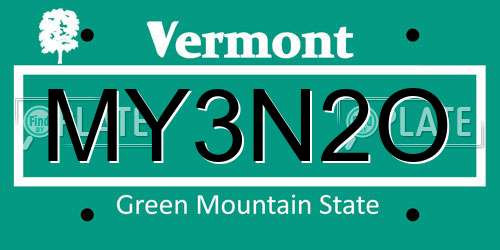 MY3N2O Vermont License Plate