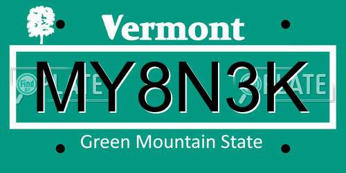 MY8N3K Vermont License Plate