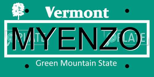 MYENZO Vermont License Plate