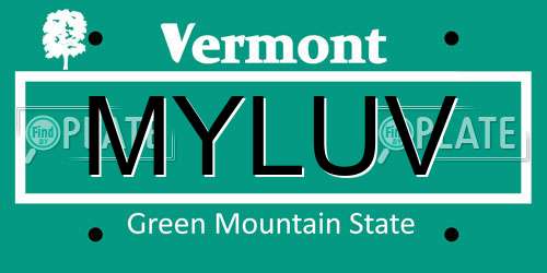 MYLUV Vermont License Plate